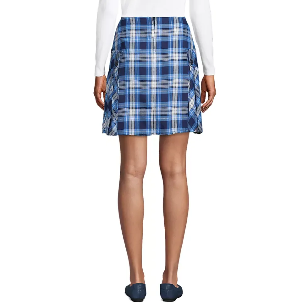Women's Side Pleat Plaid Skort Above the Knee