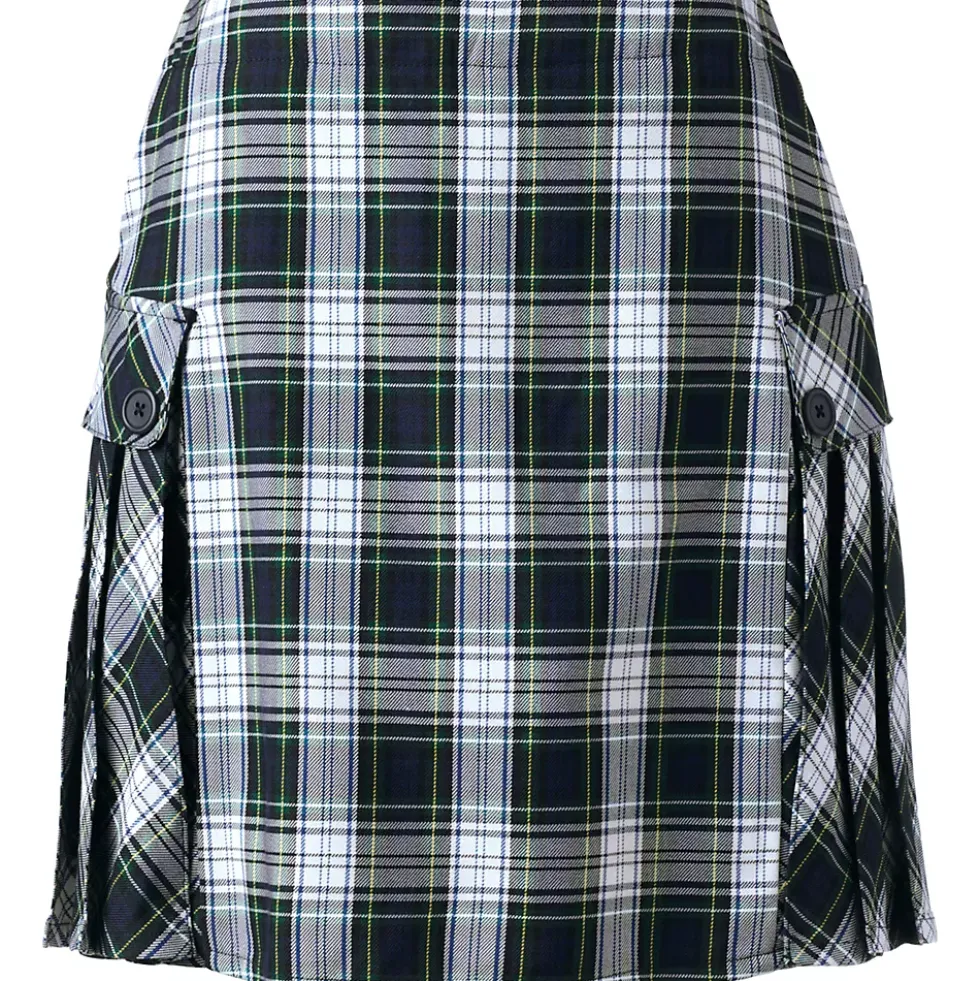Women's Side Pleat Plaid Skort Above the Knee