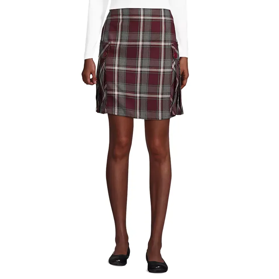 Women's Side Pleat Plaid Skort Above the Knee