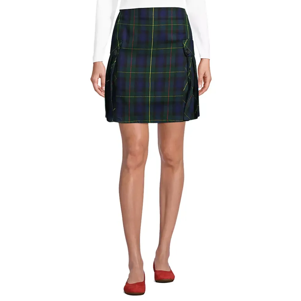 Women's Side Pleat Plaid Skort Above the Knee