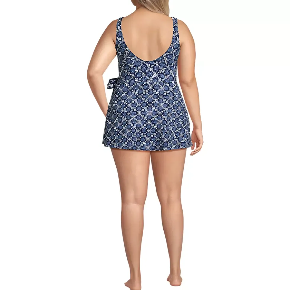 Women's Side Tie Mini Swim Dress Swimsuit