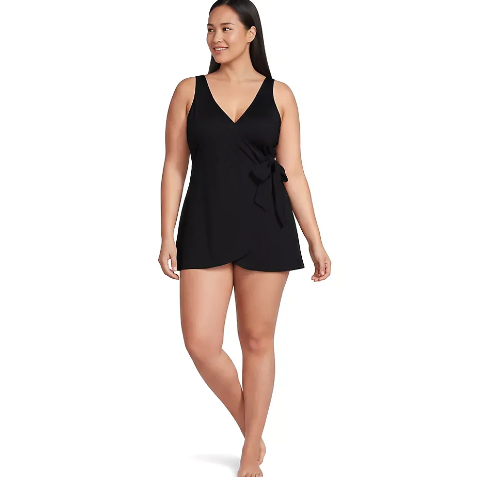 Women's Side Tie Mini Swim Dress Swimsuit