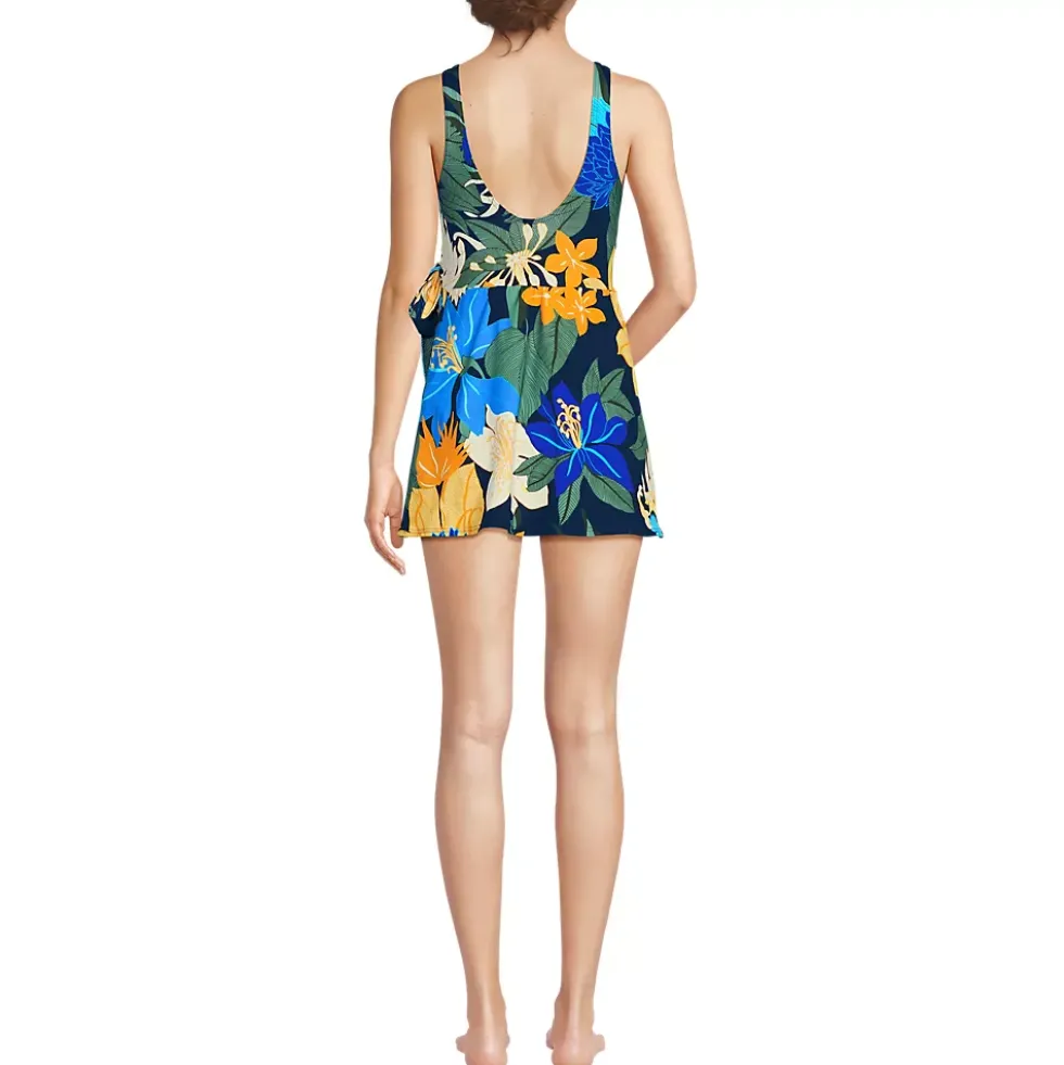 Women's Side Tie Mini Swim Dress Swimsuit