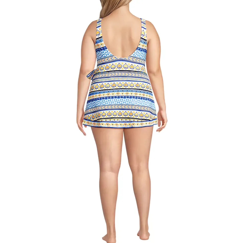 Women's Side Tie Mini Swim Dress Swimsuit