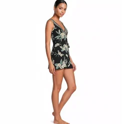 Women's Side Tie Mini Swim Dress Swimsuit