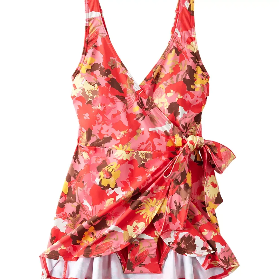 Women's Side Tie Mini Swim Dress Swimsuit