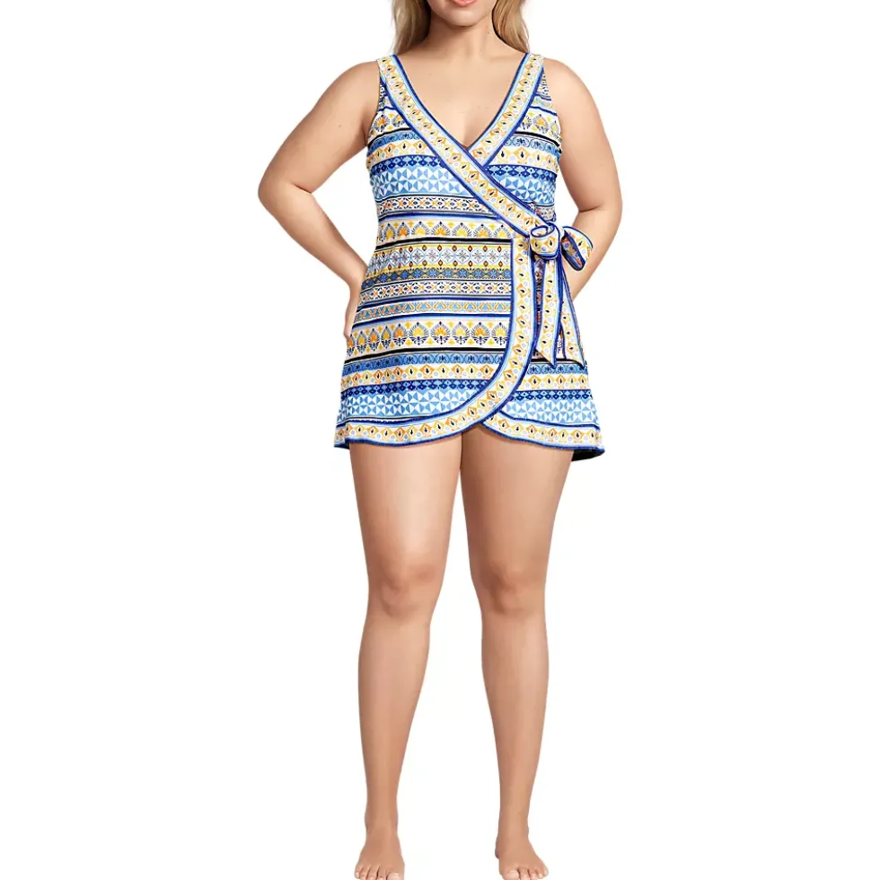 Women's Side Tie Mini Swim Dress Swimsuit