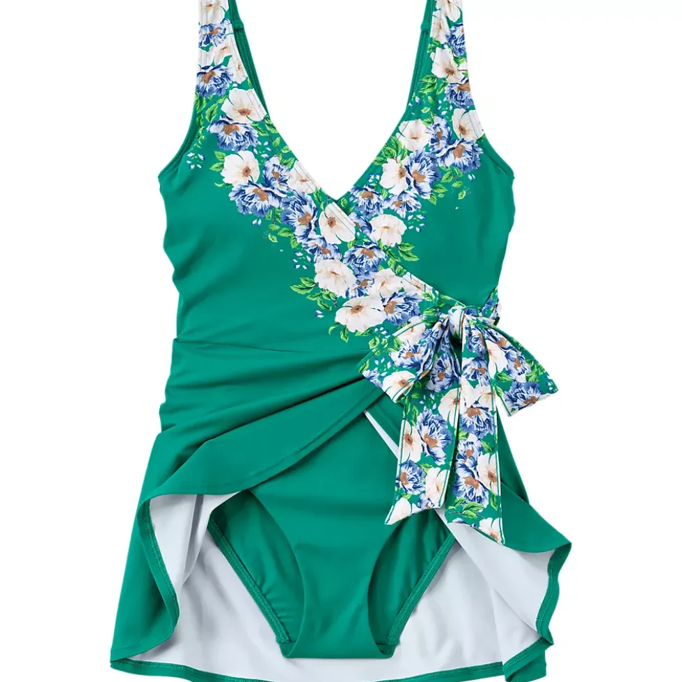 Women's Side Tie Mini Swim Dress Swimsuit