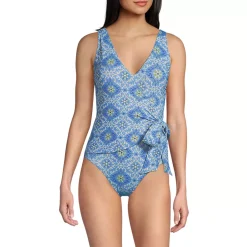 Women's Side Tie Wrap One Piece Swimsuit
