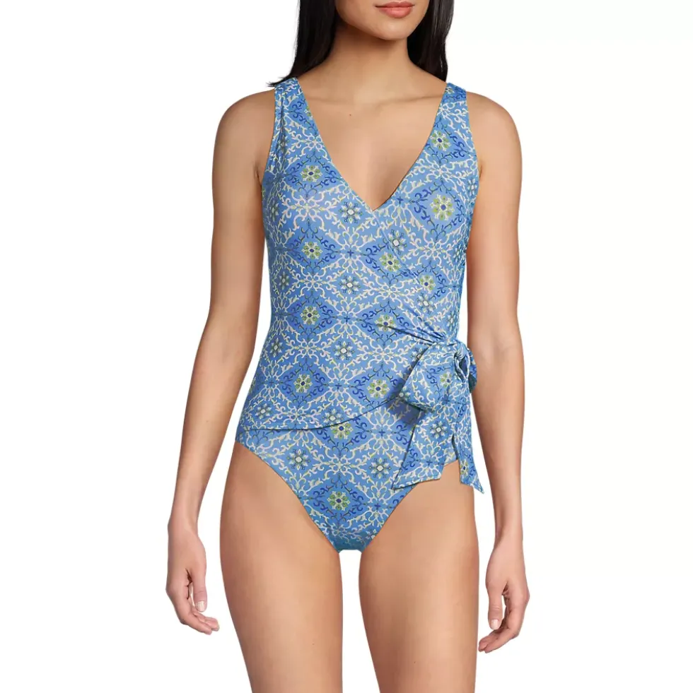 Women's Side Tie Wrap One Piece Swimsuit