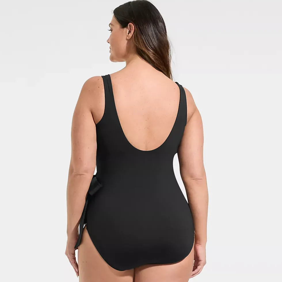 Women's Side Tie Wrap One Piece Swimsuit