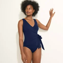 Women's Side Tie Wrap One Piece Swimsuit