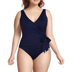 Women's Side Tie Wrap One Piece Swimsuit
