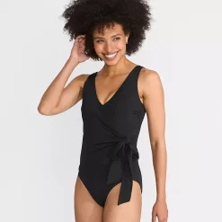 Women's Side Tie Wrap One Piece Swimsuit