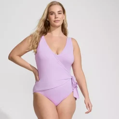 Women's Side Tie Wrap One Piece Swimsuit