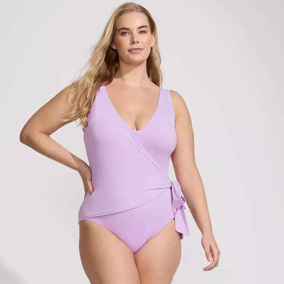 Women's Side Tie Wrap One Piece Swimsuit