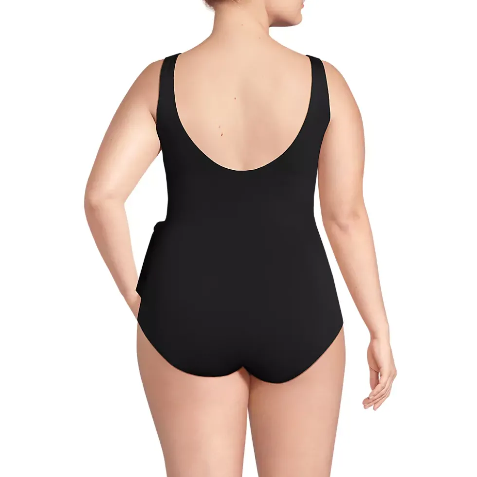 Women's Side Tie Wrap One Piece Swimsuit