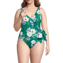 Women's Side Tie Wrap One Piece Swimsuit