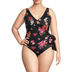 Women's Side Tie Wrap One Piece Swimsuit