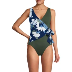Women's Side Tie Wrap One Piece Swimsuit