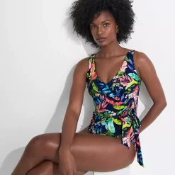 Women's Side Tie Wrap One Piece Swimsuit