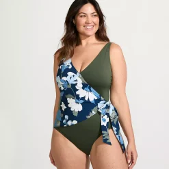 Women's Side Tie Wrap One Piece Swimsuit