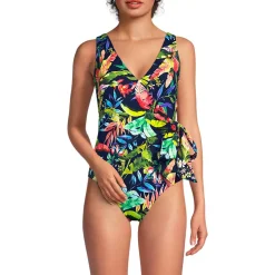 Women's Side Tie Wrap One Piece Swimsuit