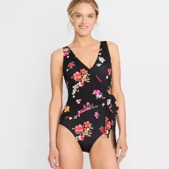 Women's Side Tie Wrap One Piece Swimsuit