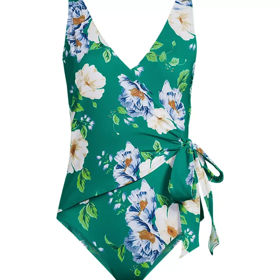 Women's Side Tie Wrap One Piece Swimsuit