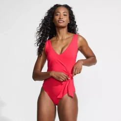 Women's Side Tie Wrap One Piece Swimsuit