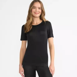 Women's Silk Interlock Short Sleeve Crewneck Long Underwear Thermal Baselayer Top
