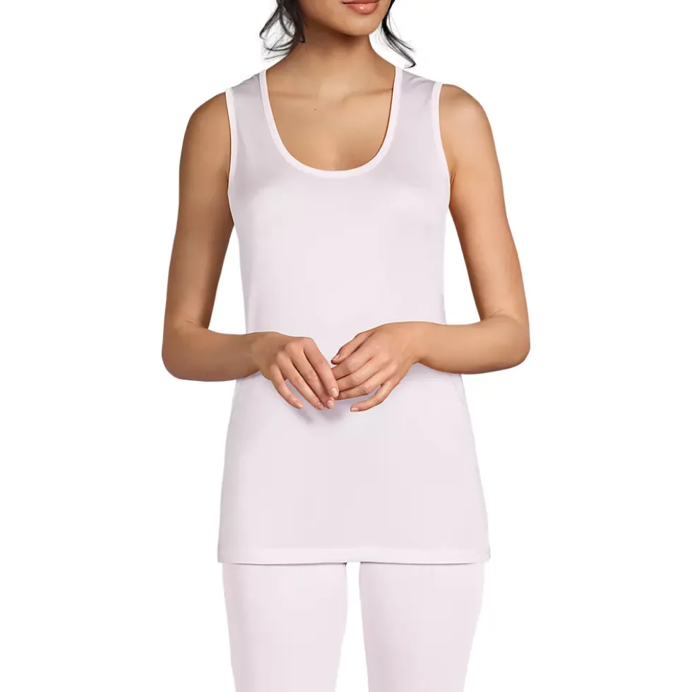 Women's Silk Interlock Tank Top Sleeveless Long Underwear Top