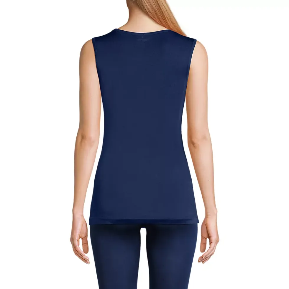 Women's Silk Interlock Tank Top Sleeveless Long Underwear Top