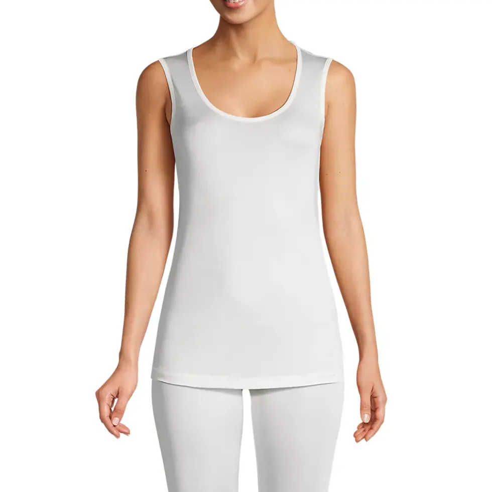 Women's Silk Interlock Tank Top Sleeveless Long Underwear Top