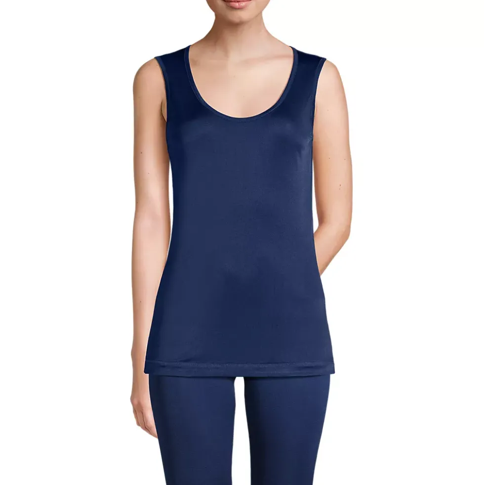 Women's Silk Interlock Tank Top Sleeveless Long Underwear Top