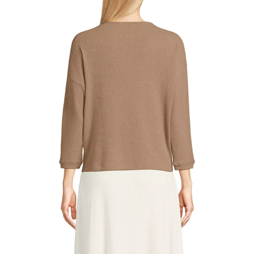 Women's 3/4 Sleeve Cozy Rib Dolman Top