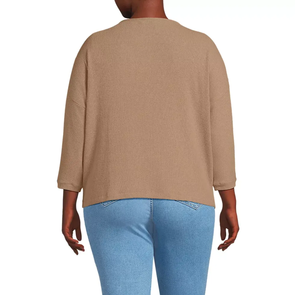 Women's 3/4 Sleeve Cozy Rib Dolman Top