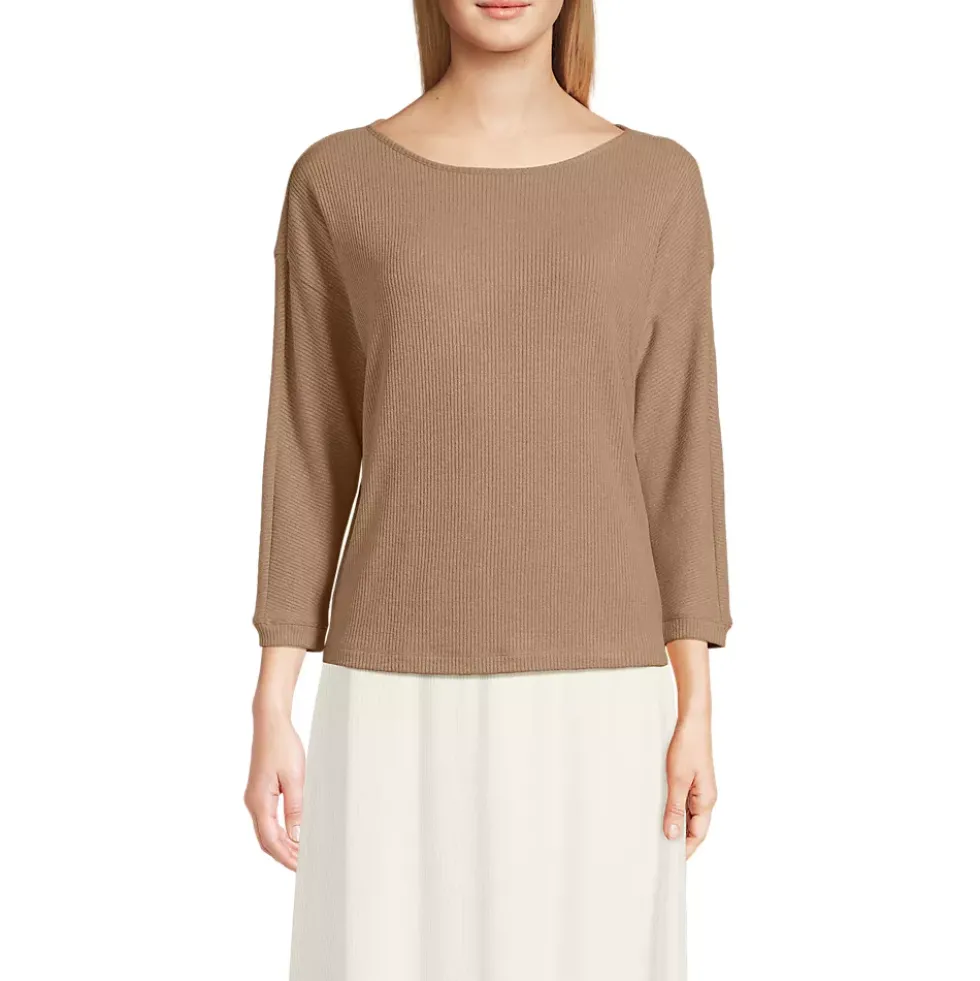 Women's 3/4 Sleeve Cozy Rib Dolman Top