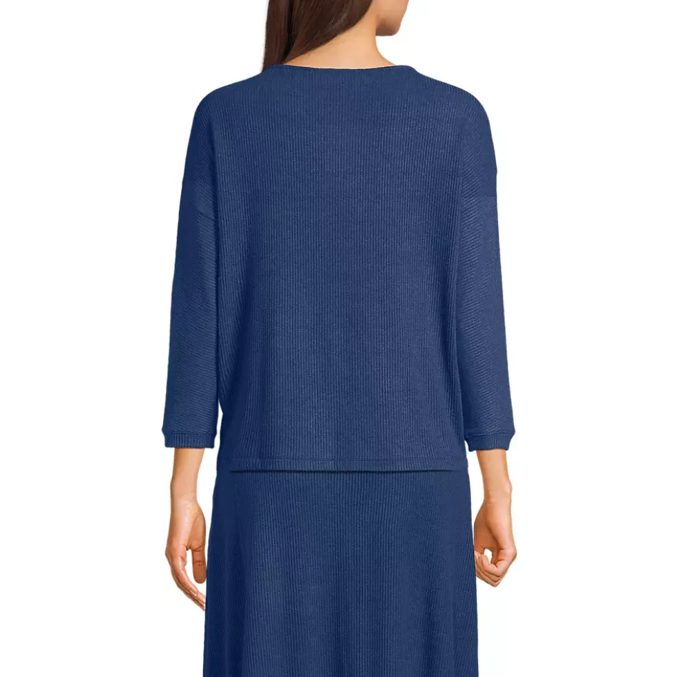 Women's 3/4 Sleeve Cozy Rib Dolman Top