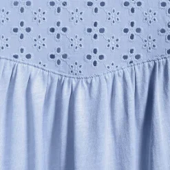 Women's 3/4 Sleeve Eyelet Mix Flowy Top
