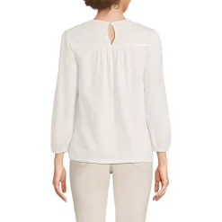 Women's 3/4 Sleeve Eyelet Mix Flowy Top