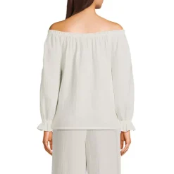 Women's 3/4 Sleeve Gauze On or Off the Shoulder Blouse