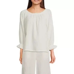Women's 3/4 Sleeve Gauze On or Off the Shoulder Blouse