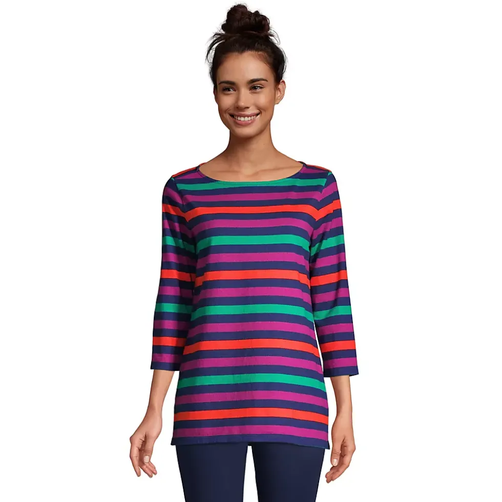 Women's 3/4 Sleeve Heavyweight Jersey Boatneck Tunic