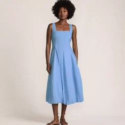 Women's Sleeveless Cambric Bubble Hem Midi Dress