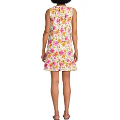 Women's Sleeveless Cotton Jersey Notch Neck Flounce Dress