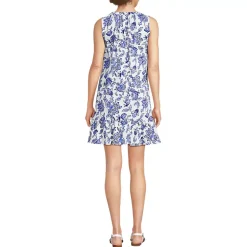 Women's Sleeveless Cotton Jersey Notch Neck Flounce Dress