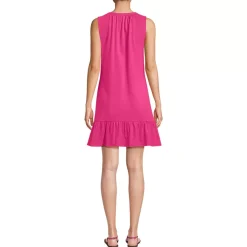 Women's Sleeveless Cotton Jersey Notch Neck Flounce Dress