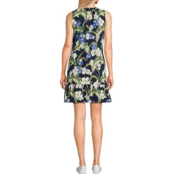 Women's Sleeveless Cotton Jersey Notch Neck Flounce Dress