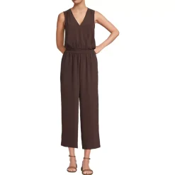 Women's Sleeveless Creaseless Wrap Jumpsuit with Smocked Waist